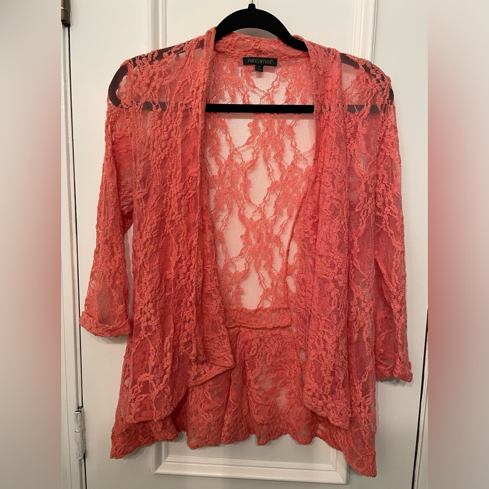 Peach Lace Jacket-M
